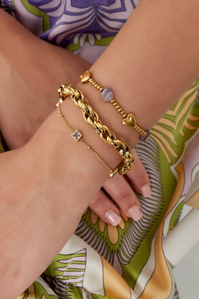 Subtle bracelet with stone - gold Picture2